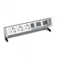 Simon 400 Алюминий Настольный розеточный блок, 3x2P+E, 3 пустых модуля, 42603000-133