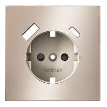 Накладка для розетки с заземлением и защитными шторками, с USB A+C, S70 Metal (платина), VLSM001010