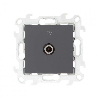 Simon ТВ розетка проходная, графит, 2410475-038