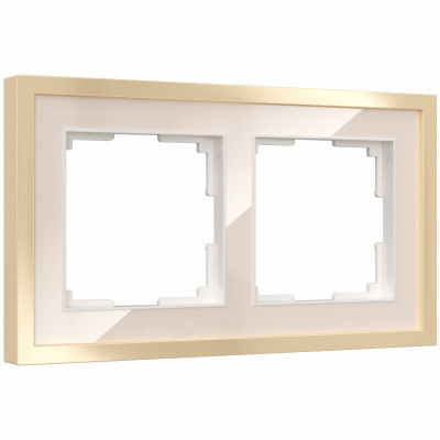 Werkel W0022851/ Рамка на 2 поста Baguette (айвори/латунь), a060235