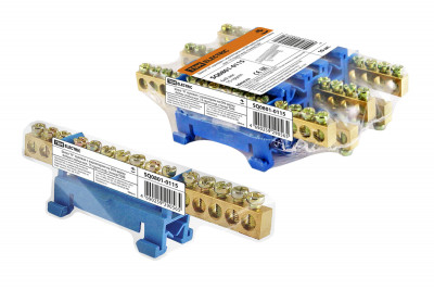 Шина "N" нулевая с изолятором на DIN-рейку 6x9мм стойка мал. 15 групп инд. стикер TDM Electric, SQ0801-0115