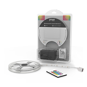 Gauss Лента Basic в комплекте 12V 6W/m 390lm/m RGB IP20 LED 5m 1/50, BT012