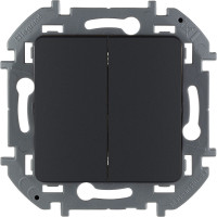 Legrand Выключатель двухклавишный - Legrand Inspiria - 10А 250В безвинтовые зажимы - антрацит, 673623