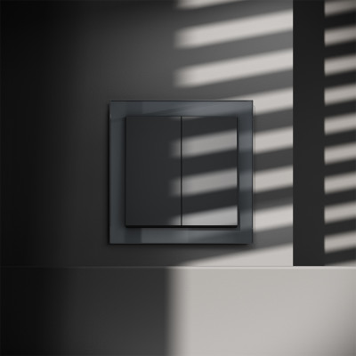 Выключатель встраиваемый VOLTUM S70 двухклавишный 10А, (графит), VLS020107