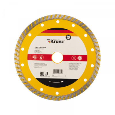 Диск алмазный отрезной Turbo 180x22,2x2,4x10мм KRANZ, KR-90-0123