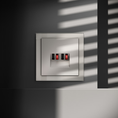 Розетка акустическая встраиваемая VOLTUM S70 4-местная, (кашемир), VLS060303