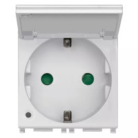 Vimar Розетка SICURY 2P+T16A немецкий стандарт, с крышкой серебристая с безвинтовыми клеммами, 14208.FX.C.SL