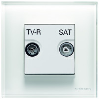 ABB Телевизионная розетка, вставка - белый, рамка - стекло белое, серия Zenit