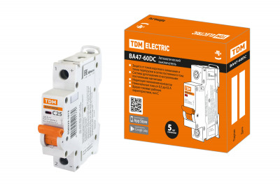 Авт. выкл.ВА47-60DC 1P 25А 6кА х-ка С TDM Electric, SQ0223-1013