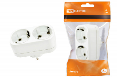 Блок на 2 гнезда 2П+З плоский 16А 250B TDM Electric, SQ1806-0026