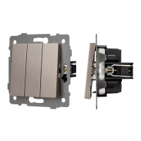 049899 - Механизм выключателя трехклавишный непроходной SWT-MK03-PL-GD-V (250V, 10A) (Arlight, -)