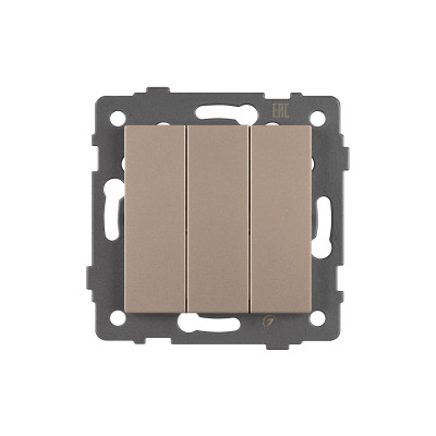 Механизм выключателя трехклавишный непроходной SWT-MK03-PL-GD-V (250V, 10A) (Arlight, -), 049899