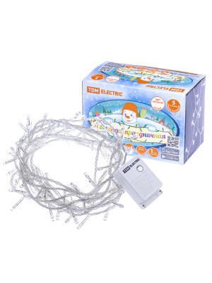 Гирлянда светодиодная СГ50Б5, белая, 5м, 8 режимов, 250 В, TDM Electric, SQ0361-0038