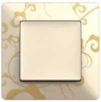 Legrand Выключатель 1-клавишный, вставка - слоновая кость, рамка ампир бежевый, серия Valena Life
