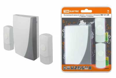 Звонок ЗББ-12/1-2М (беспр., бат., 2 кнопки) TDM Electric, SQ1901-0006