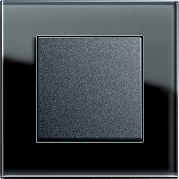 Gira Выключатель 1-клавишный, матовый антрацит - черное стекло, серия Esprit
