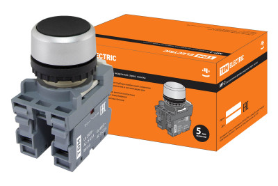 Кнопка с фиксацией MP2-20B в сборе d22мм 1з+1р черная TDM Electric, SQ0747-0012