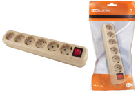 Колодка розеточная 6 гнезд 2П+3 с выключателем16А 250В "Эко" (сосна) TDM Electric, SQ1806-0058