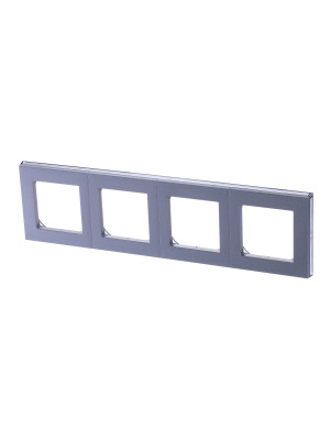 ABB EPJ Levit серебро / дымчатый чёрный Рамка 4 поста