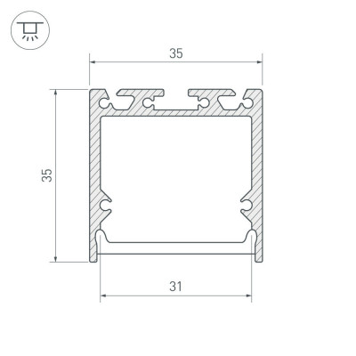 Профиль с экраном SL-LINE-3535-2500 BLACK+OPAL (Arlight, Алюминий), 027986