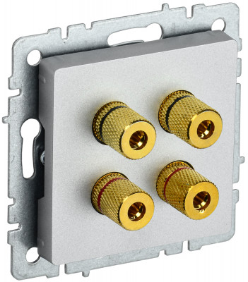 BRITE Аудиорозетка 4-мест. РА10-БрА алюм. IEK, BR-S40-K47