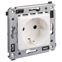 4400003 - ДКС Розетка в стену, 2P+E, с з/ш, "Avanti", "Белое облако"