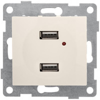GUSI Bravo МЕХАНИЗМ розетки USB, двойной, скрытая установка. Цвет бежевый., С10USB2-003