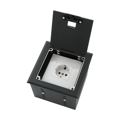 Люк напольный на 1 модуль (горизонт.), металлический, h=100мм, с рамкой, крышка без углубления, TIMIUX, черный, EU1GH100R BL