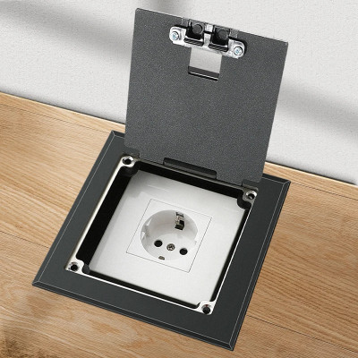 Люк напольный на 1 модуль (горизонт.), металлический, h=100мм, с рамкой, крышка без углубления, TIMIUX, черный, EU1GH100R BL