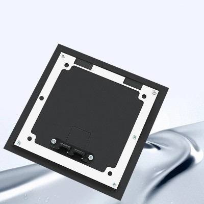 Люк напольный на 1 модуль (горизонт.), металлический, h=100мм, с рамкой, крышка без углубления, TIMIUX, черный, EU1GH100R BL