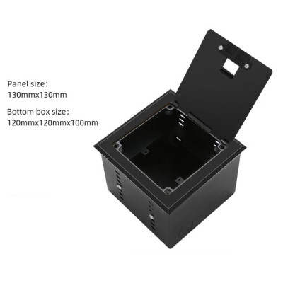 Люк напольный на 1 модуль (горизонт.), металлический, h=100мм, с рамкой, крышка без углубления, TIMIUX, черный, EU1GH100R BL