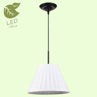 LUSSOLE MILAZZO Подвесной светильник, цвет основания - коричневый, плафон - ткань (цвет - белый), 1x10W E27, GRLSL-2906-01