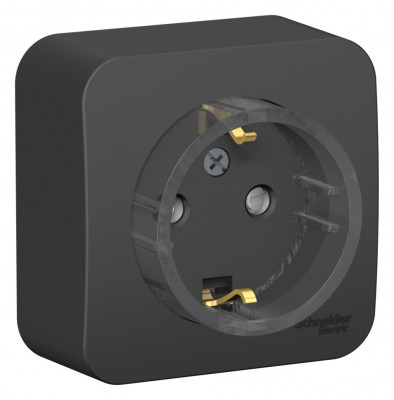 BLNRA111116 - BLANCA О/У РОЗЕТКА с заземлением со шторками, (КОМПАКТ) ИЗОЛ.ПЛ., 16А, 250В, АНТРАЦИТ, Systeme Electric