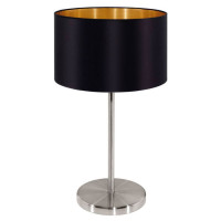 31627 Настольная лампа MASERLO, 1х60W (E27), ?230, H420, никель мат./текстиль, черный, золотой