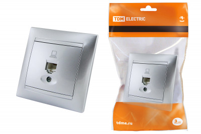 Розетка компьютерная RJ45  серебр. металлик "Лама" TDM Electric, SQ1815-0216