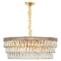 LUSSOLE YUMA Люстра подвесная, цвет основания - блестящее золото, плафон - хрусталь (цвет - прозрачный), 9x40W E14, LSP-8183