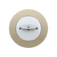 Fontini Выключатель 1-клавишный, цвет белый фарфор, ручку - хром, рамка - дерево бук, Fontini, серия Do, скрытый монтаж