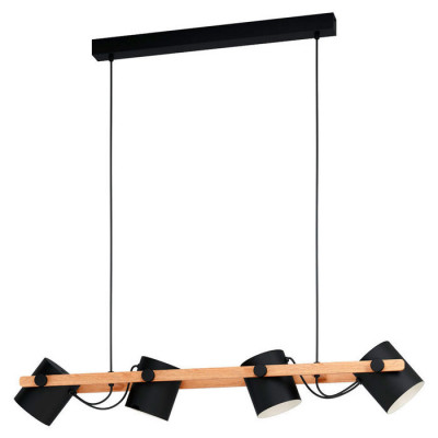 43424 Подвес HORNWOOD, 4х60W (E27), L1100, B180, H1100, сталь, черный, кремовый /дерево, коричневый