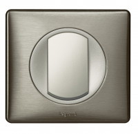 Legrand Выключатель 1-клавишный, вставка - титан,  металлик - Вольфрам, серия Celiane