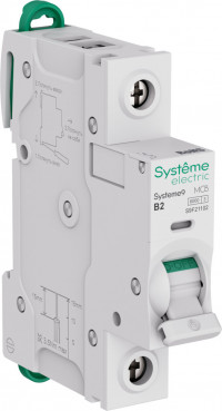 Systeme9 Автоматический выключатель (АВ) B 2A 1P 6kA 230В, Systeme Electric, S9F21102