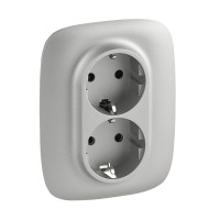 Legrand Valena ALLURE.Силовая розетка двойная 2х2К+З 16А 250В с лицевой панелью.С защитными шторками.Безвинтовые зажимы.Алюминий, 753926
