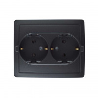 Simon Розетка двойная с заземлением 2х2Р+Е, с защитными шторками,винт.зажим,16А, 250В,графит, 1590451-038