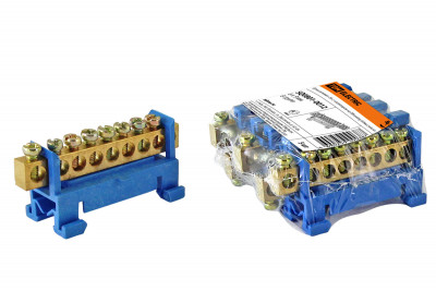 Шина "N" нулевая с изолятором на DIN-рейку 6x9мм стойка мал. 8 групп TDM Electric, SQ0801-0012