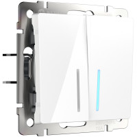 Werkel W1122101/ Выключатель двухклавишный проходной с подсветкой (белый), a051112