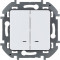 Выключатель двухклавишный с подсветкой/индикацией Legrand Inspiria для скрытого монтажа, цвет "Белый", номинальный ток 10 А, напряжение ~250В