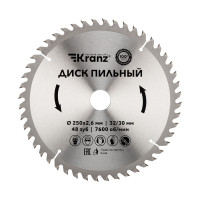 Диск пильный 250 мм х 48 зуб х 32/30 мм KRANZ, KR-92-0128