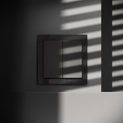 Выключатель встраиваемый VOLTUM S70 двухклавишный 10А, (черный матовый), VLS020108