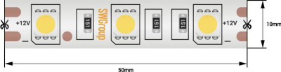 Лента светодиодная стандарт 5050 60LED/м 14.4Вт/м холод. бел. 12В IP68 (уп.5м) SWG Standard 00-00001846