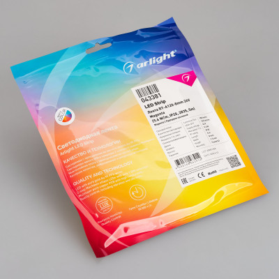 Лента RT-A120-8mm 24V Magenta (9.6 W/m, IP20, 2835, 5m) (Arlight, -), 043381