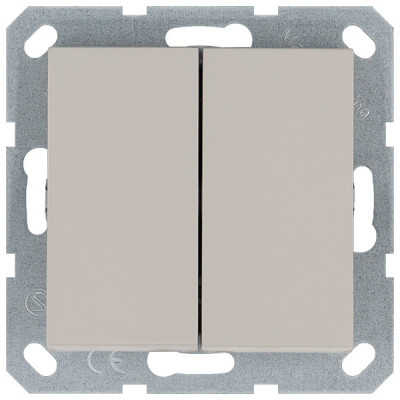 Выключатель Перекрестный  2х клавишный 10А, 250В, цвет тауп, G3014T, Jasmart